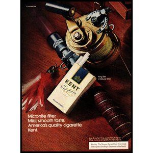 1974 Kent Cigarettes Vintage Print Ad Fly Fishing Rod Reel Tying Desk Wall Art